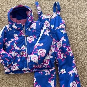 Obermeyer Blue and Pink Floral Snowsuit
Size 7